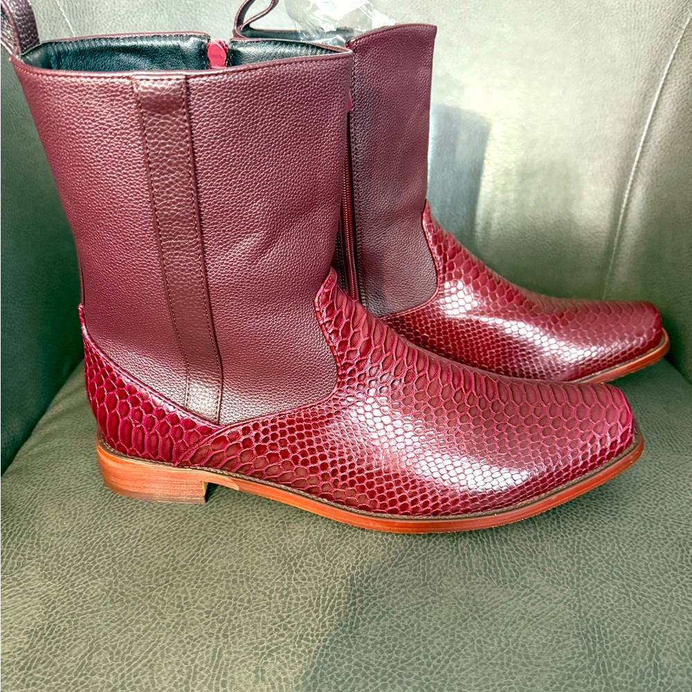 Burgundy Snakeskin Cowboy Boots